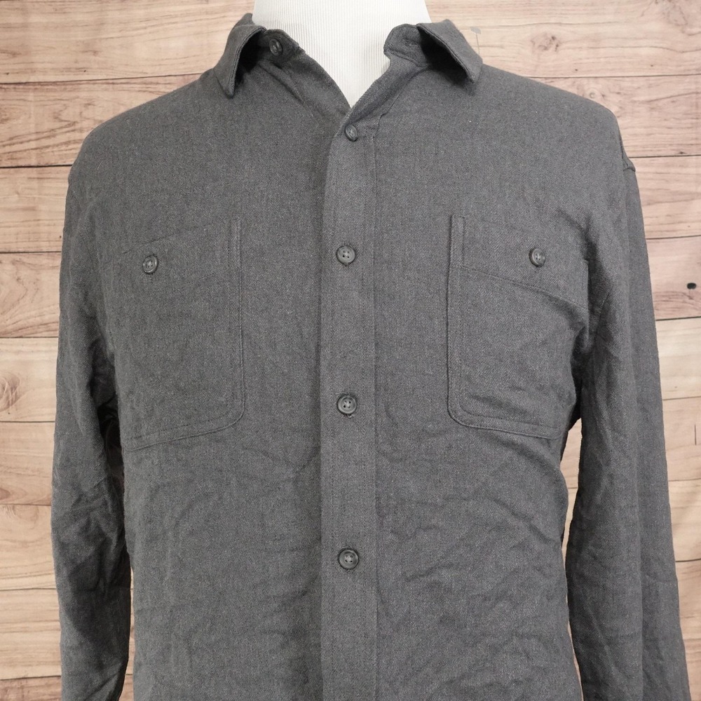 True Classic Shirt Mens L Gray Solid Long Sleeve Button-Up Stretch Casual